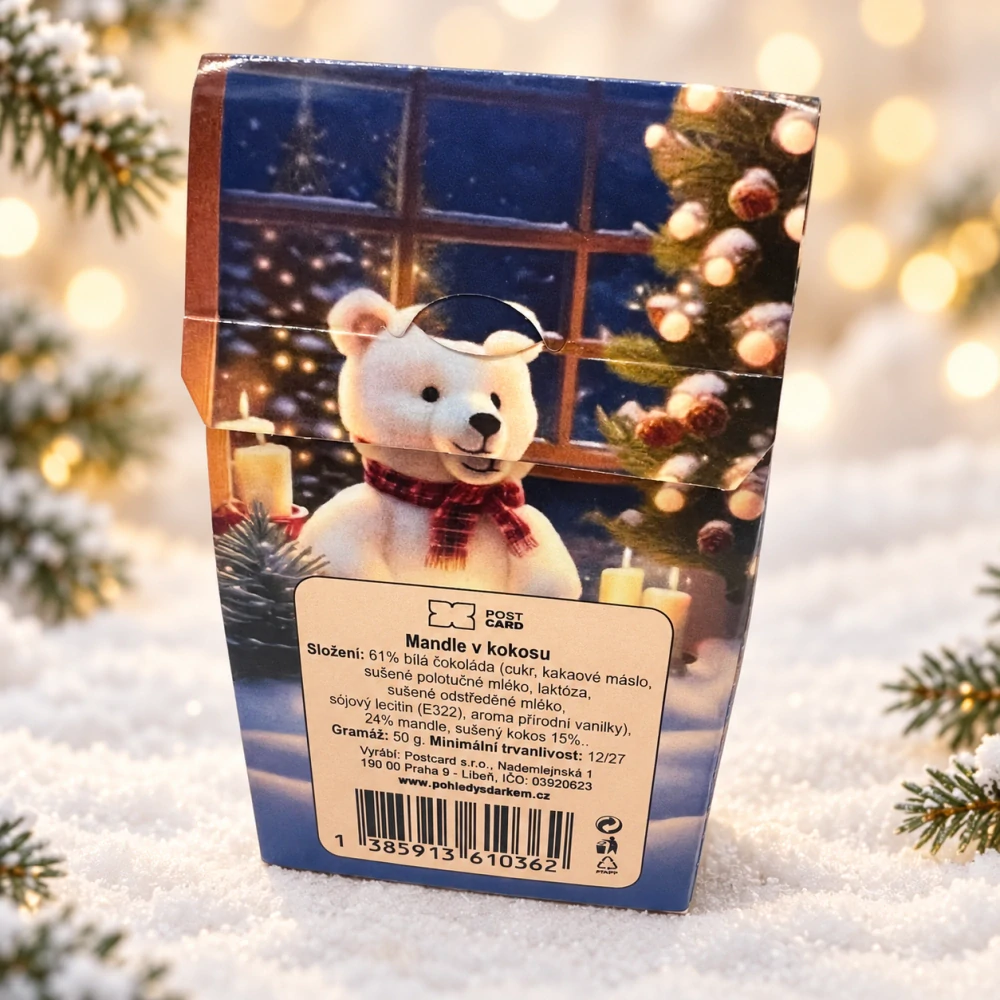🎄🥥 Mandle v kokosu – Kouzelné Vánoce s medvídkem, 50 g