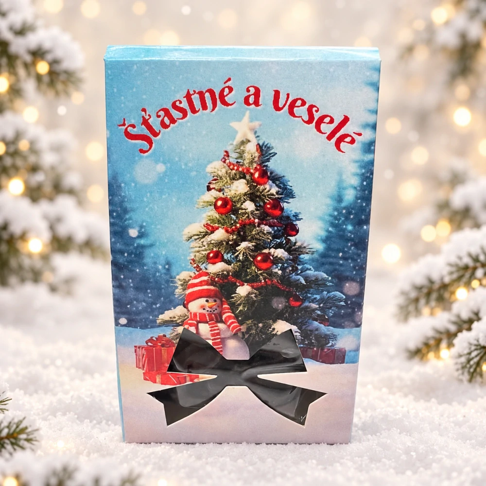 🎄🍫 Čokoládové mandle – Šťastné a veselé se stromečkem, 50 g