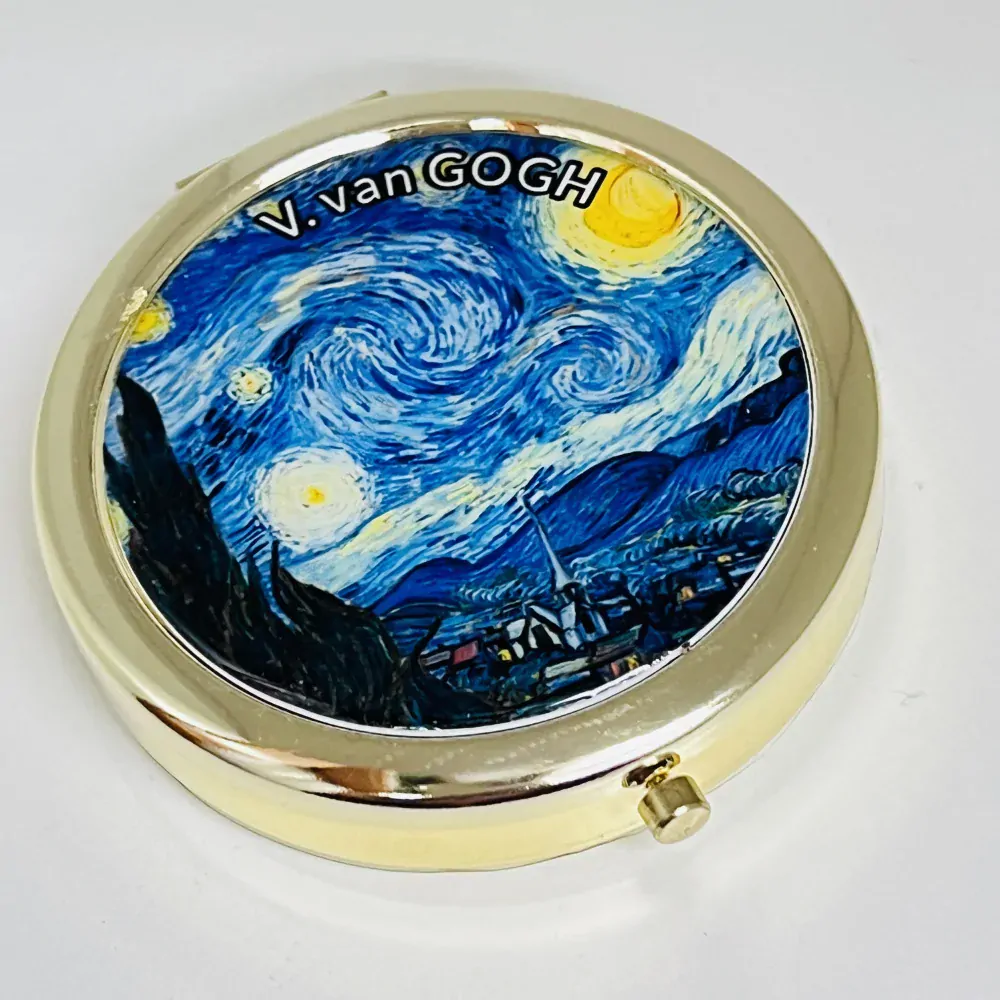DÓZA NA PILULKY MOTIV VINCENT VAN GOGH - HVĚZDNÁ NOC - ZLATÝ LEM