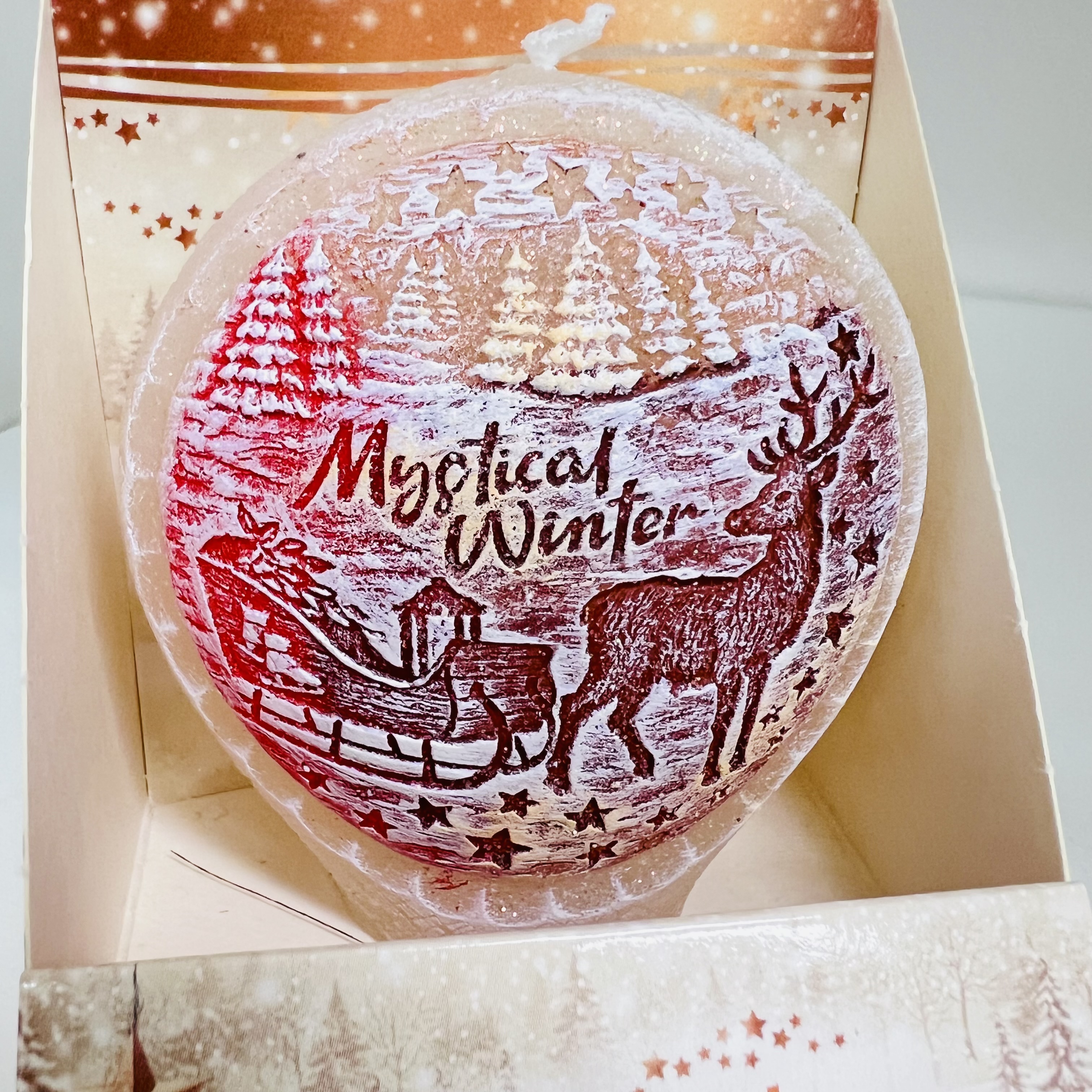 ZIMNÍ DEKORACE SVÍČKA SE ZIMNÍM MOTIVEM