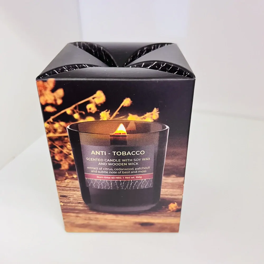 SVÍČKA VE SKLE S DŘEVĚNÝM KNOTEM