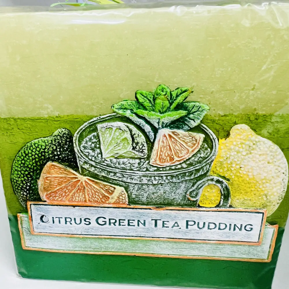 SVÍČKA LAMPION NA ČAJOVOU SVÍČKU MOTIV ZELENÉHO ČAJE A CITRUSŮ