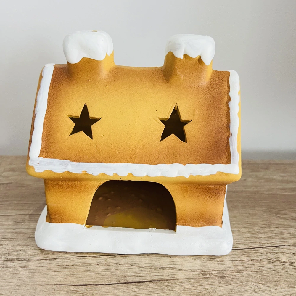 ZIMNÍ DEKORACE PERNÍKOVÝ DOMEK NA ČAJOVOU SVÍČKU