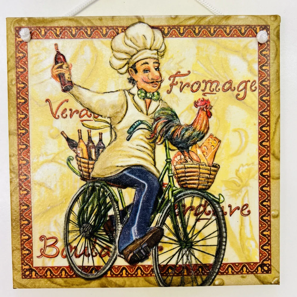 DEKORACE K ZAVĚŠENÍ DLAŽDICE ZDOBENA TECHNIKOU DECOUPAGE 3D