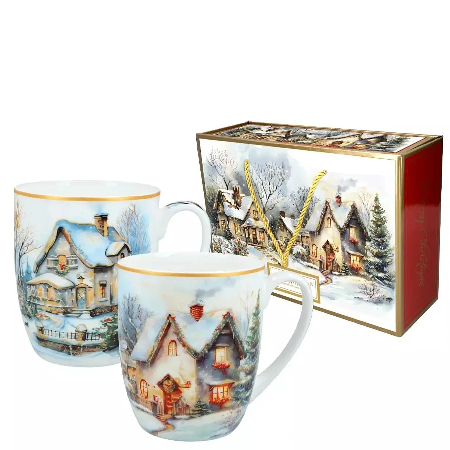 DÁRKOVÉ BALENÍ HRNEČKU SE ZIMNÍ MOTIVEM - SADA DVOU