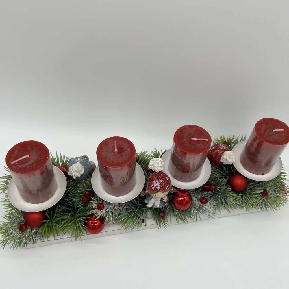 DEKORACE ZIMNÍ ADVENTNÍ SVÍCEN ROVNÝ