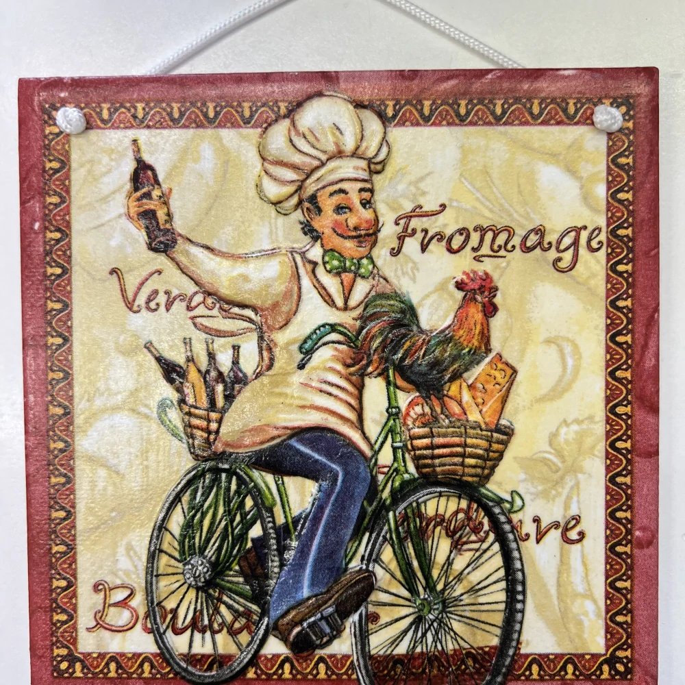DEKORACE K ZAVĚŠENÍ DLAŽDICE ZDOBENÁ TECHNIKOU DECOUPAGE 3D