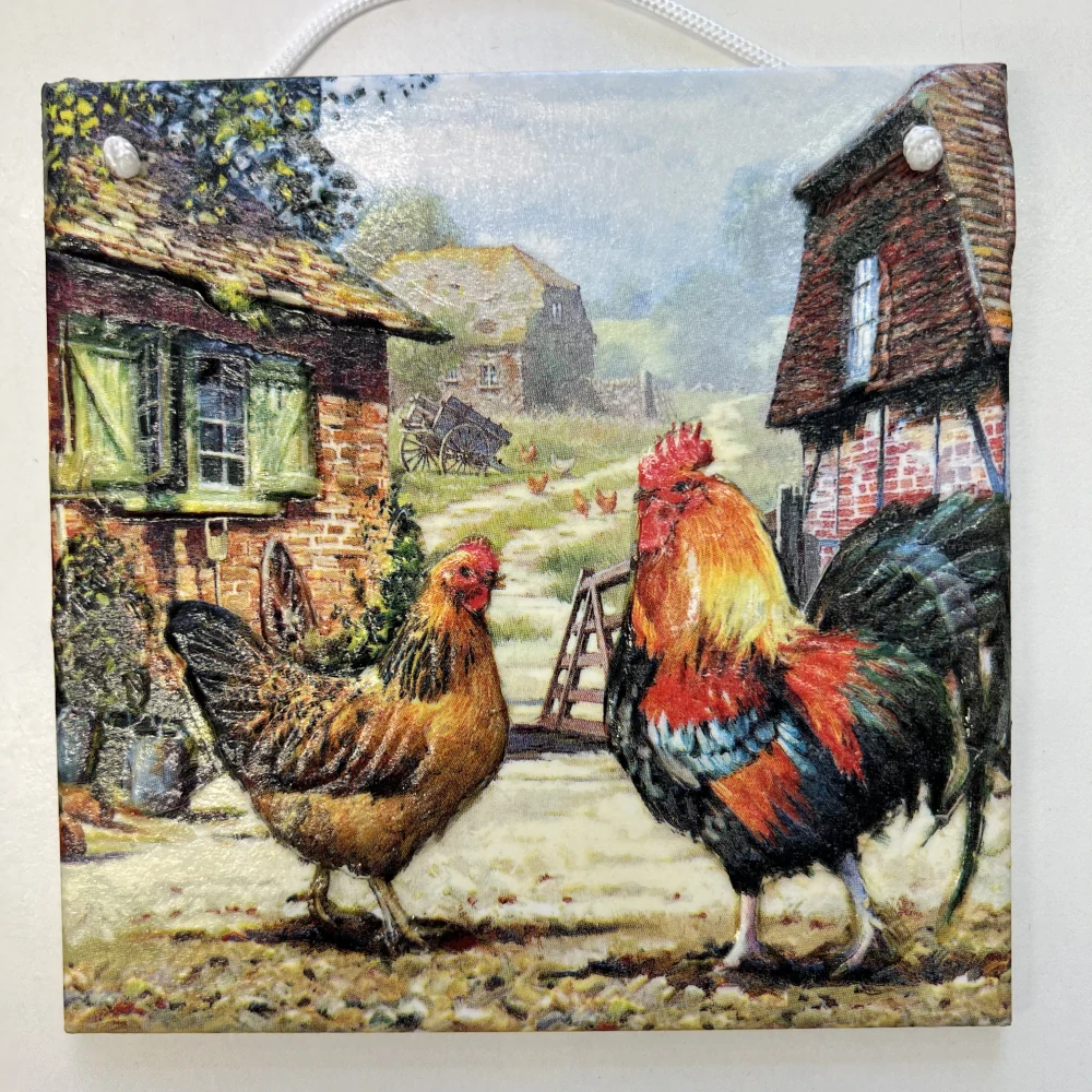 KERAMICKÁ DLAŽDICE ZDOBENÁ TECHNIKOU DECOUPAGE 3D