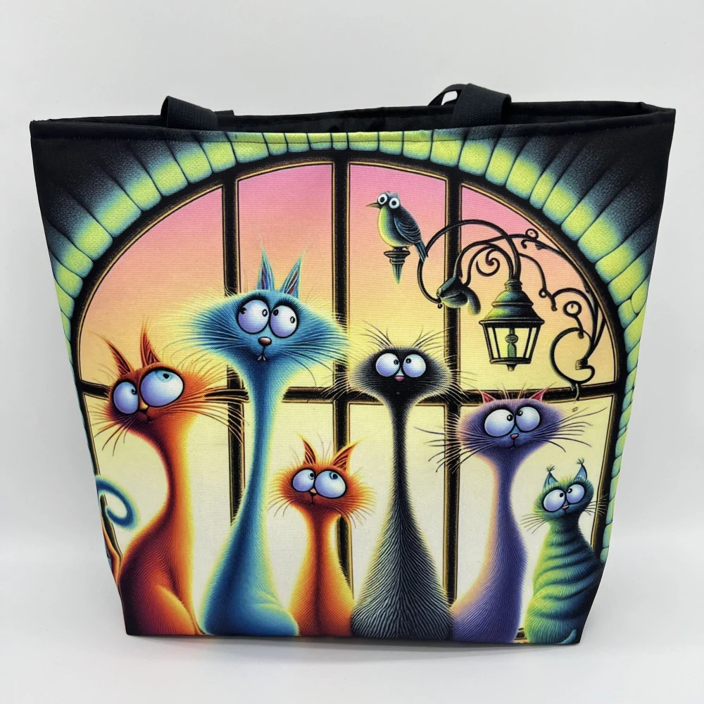 TAŠKA VYZTUŽENÁ S PODŠÍVKOU MOTIV KOČIČEK 