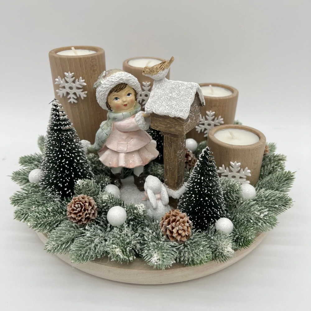 ZIMNÍ DEKORACE ADVENTNÍ SVÍCEN NA ČAJOVÉ SVÍČKY