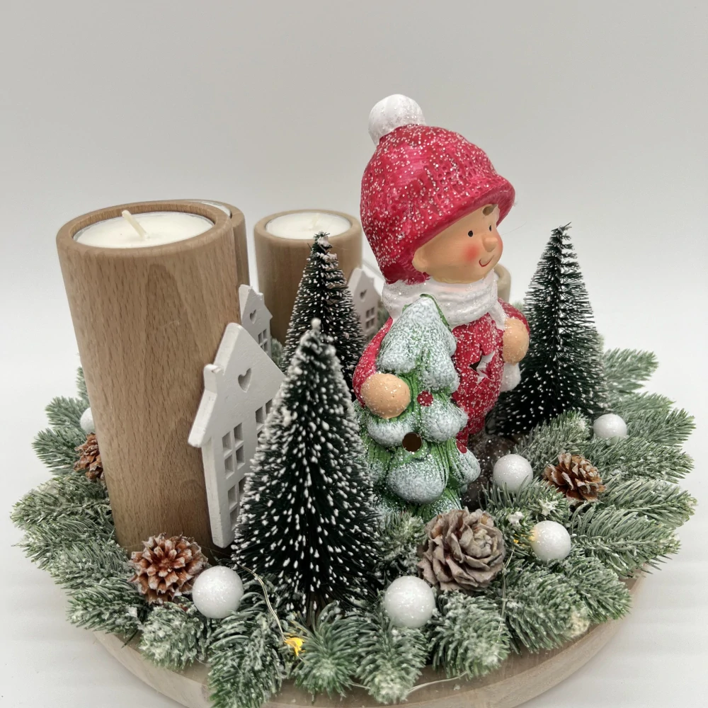 ZIMNÍ DEKORACE ADVENTNÍ SVÍCEN NA ČAJOVÉ SVÍČKY 