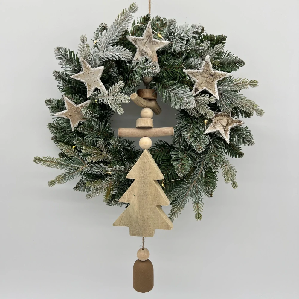 ZIMNÍ DEKORACE VĚNEC NA DVEŘE S OSVĚTLENÍM 