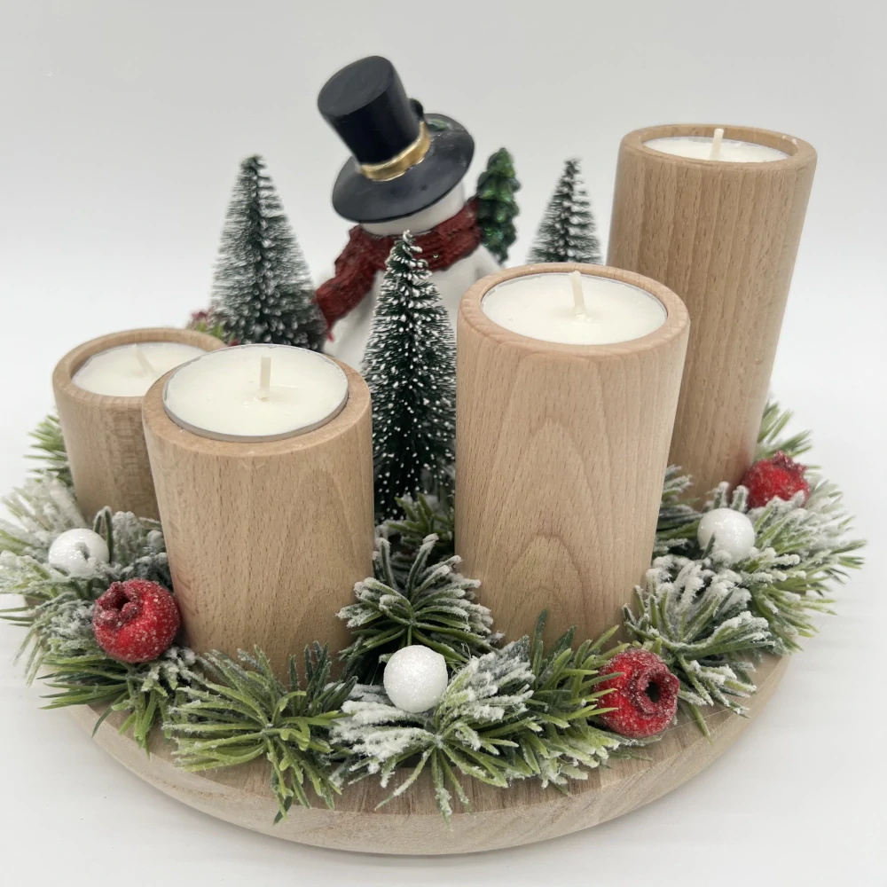 ZIMNÍ DEKORACE ADVENTNÍ SVÍCEN NA ČAJOVÉ SVÍČKY 