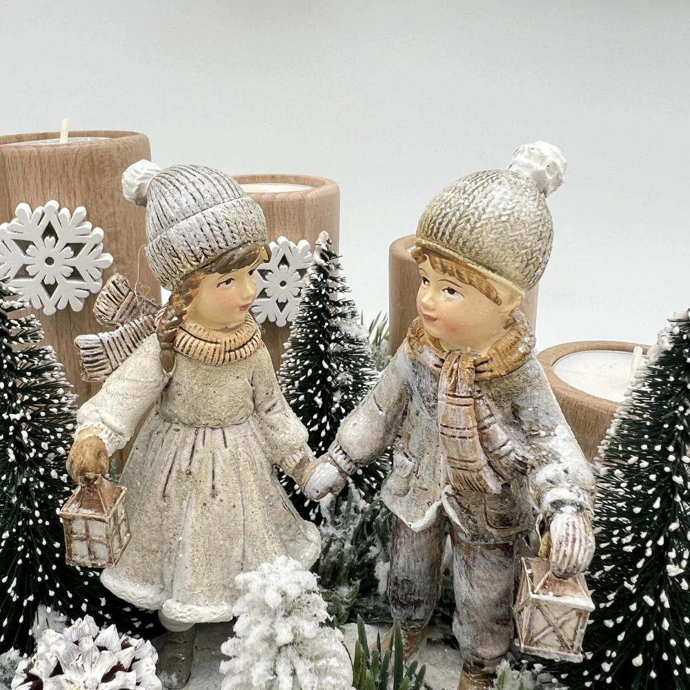 ZIMNÍ DEKORACE ADVENTNÍ SVÍCEN NA ČAJOVÉ SVÍČKY