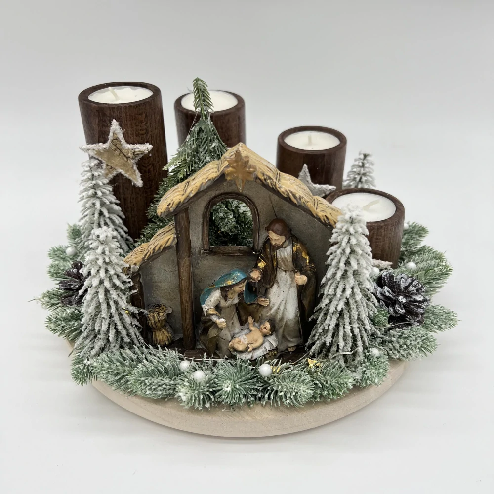 ZIMNÍ DEKORACE ADVENTNÍ SVÍCEN NA ČAJOVÉ SVÍČKY
