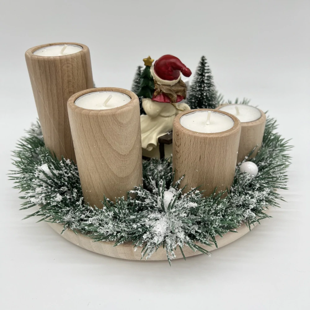 ZIMNÍ DEKORACE ADVENTNÍ SVÍCEN NA ČAJOVÉ SVÍČKY 