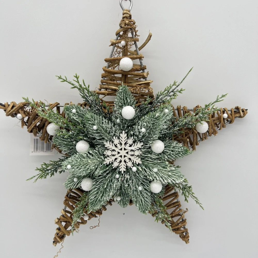 🎄 Závěsná vánoční dekorace – hvězda s vločkou ❄️