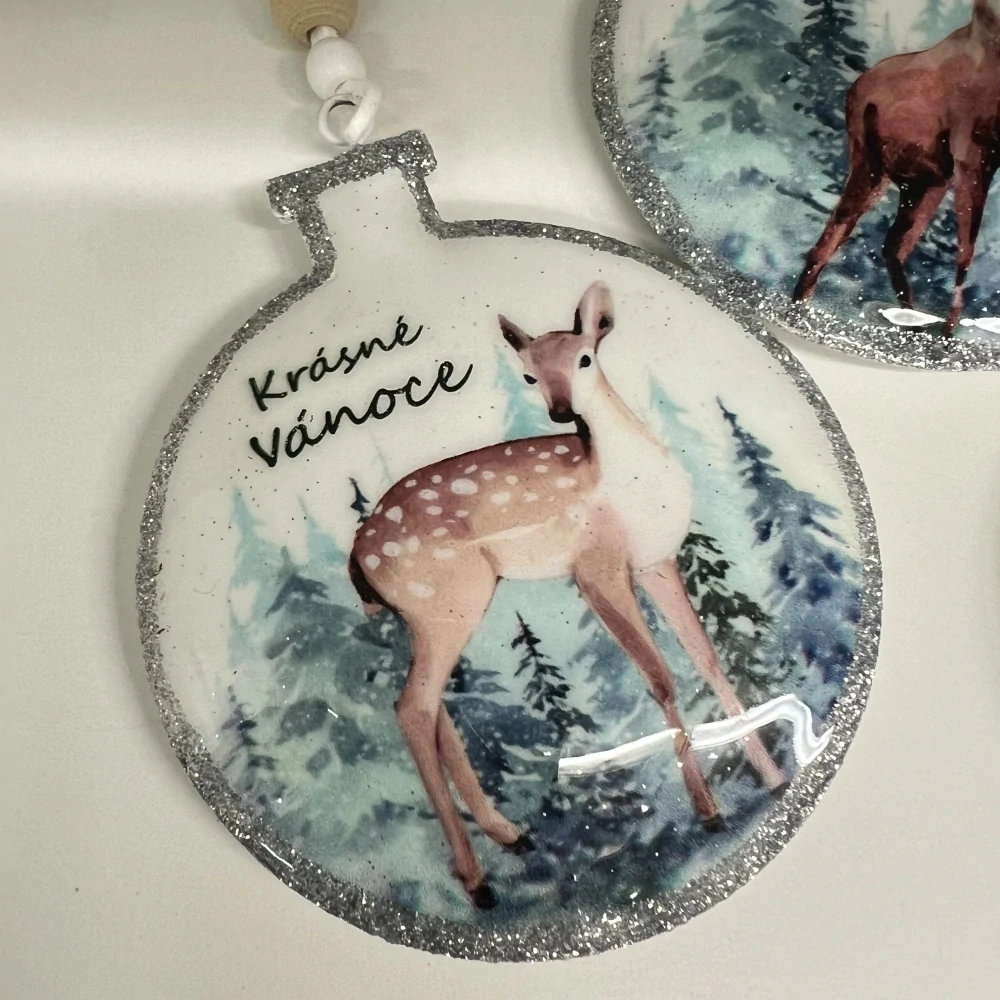 🎄 Kovové vánoční ověsky – baňky s lesními motivy | mix 3 druhů