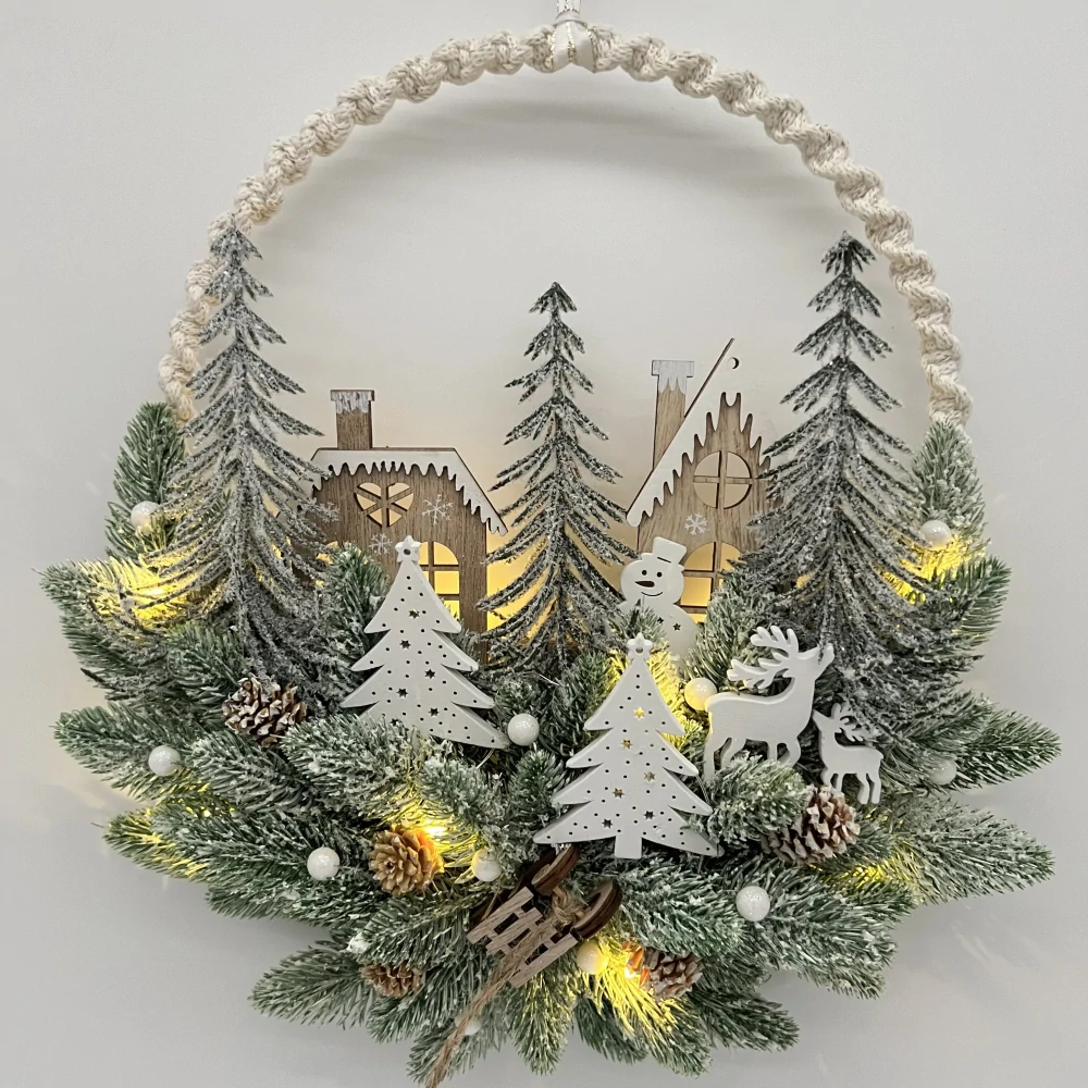 🎄 Zimní LED věneček „Tichý les na Štědrý večer“