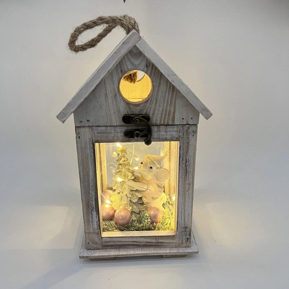 🎄 Vánoční LED lucerna „Myška u stromečku“