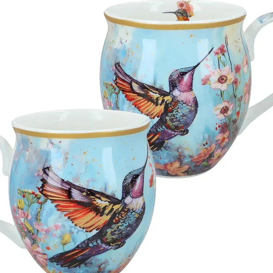 🕊️ Porcelánový hrnek Carmani® – Floral Story, kolibřík 🌸