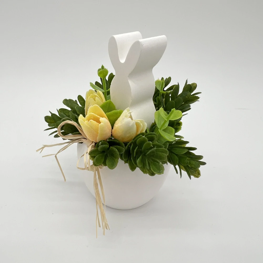 🐰🌼 Jarní dekorace se zajíčkem – žluté kvítky 🌼🐰