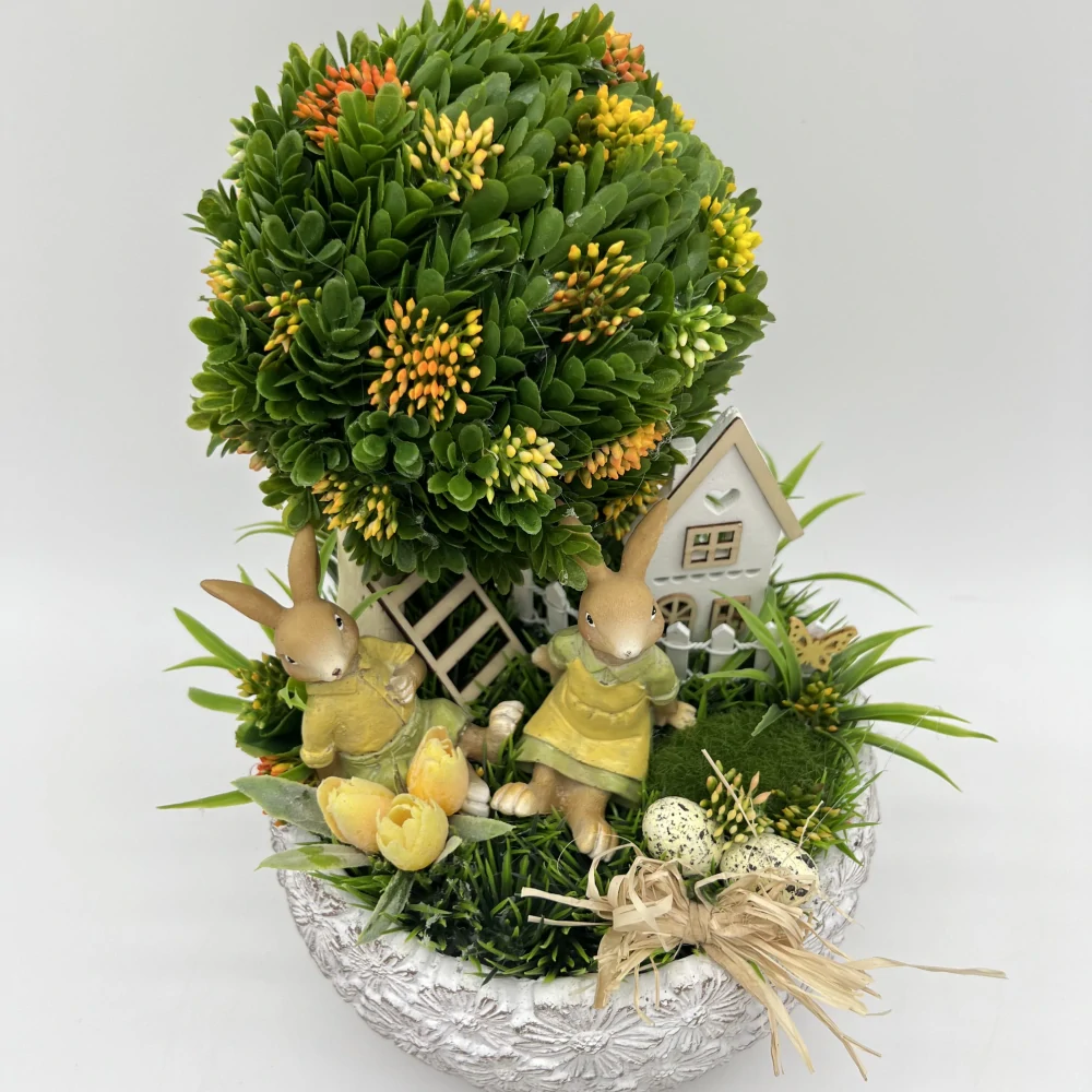 🐰🌿 Dekorační aranžmá se zajíčky a stromkem 🌿🐰