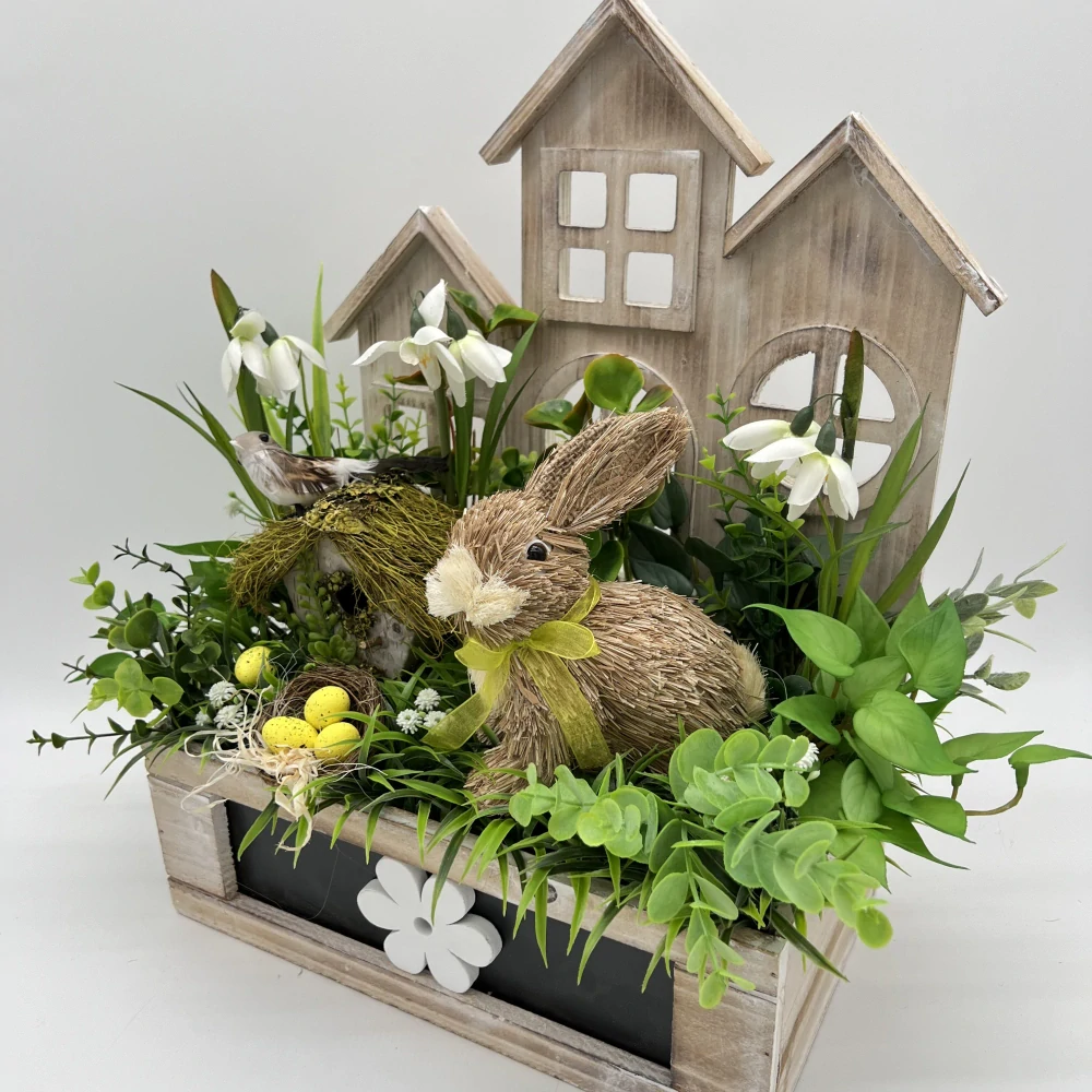 🏡🐰 Dekorační dřevěný domek se zajíčkem 🐰🏡