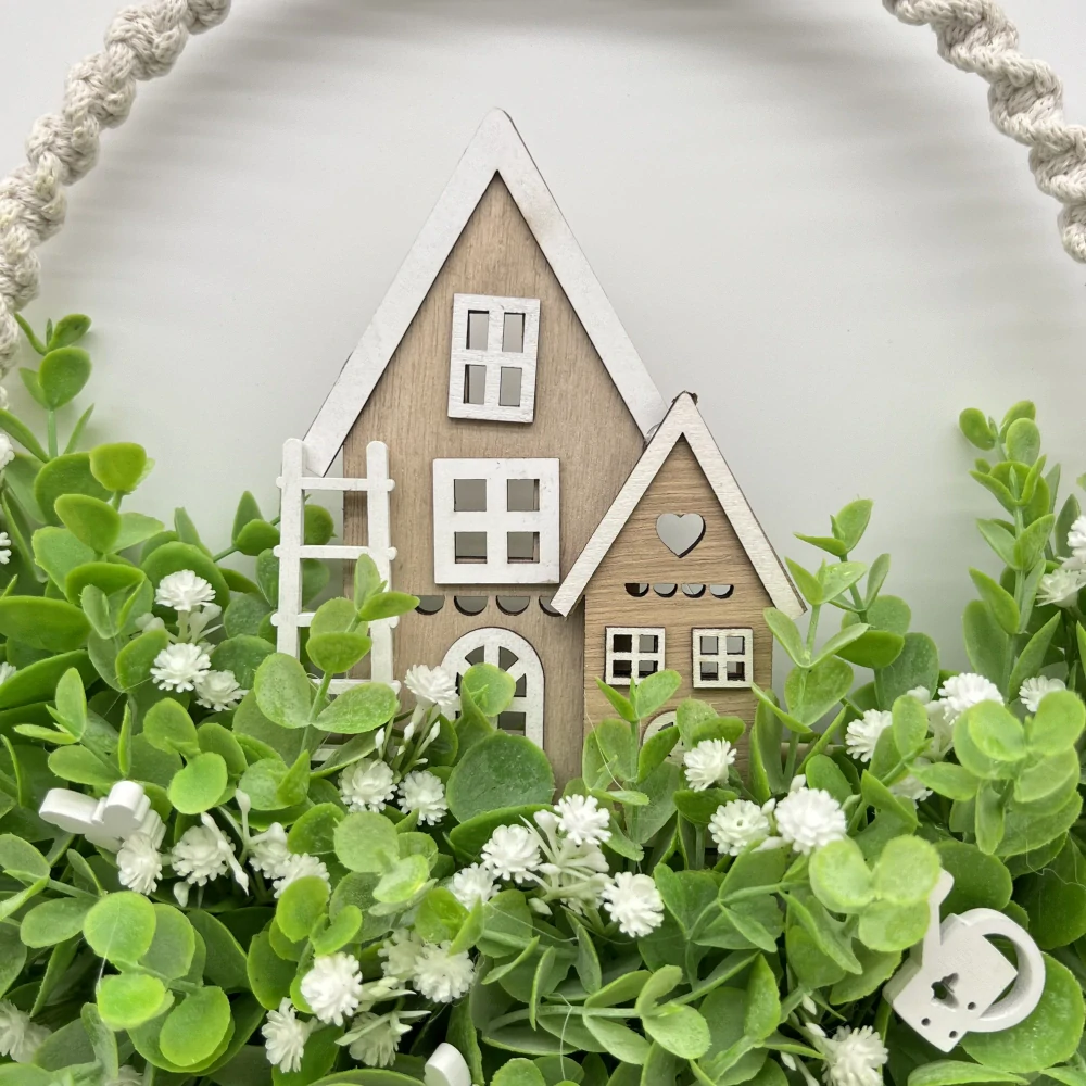 🌿 Jarní věnec s domečky 🏡