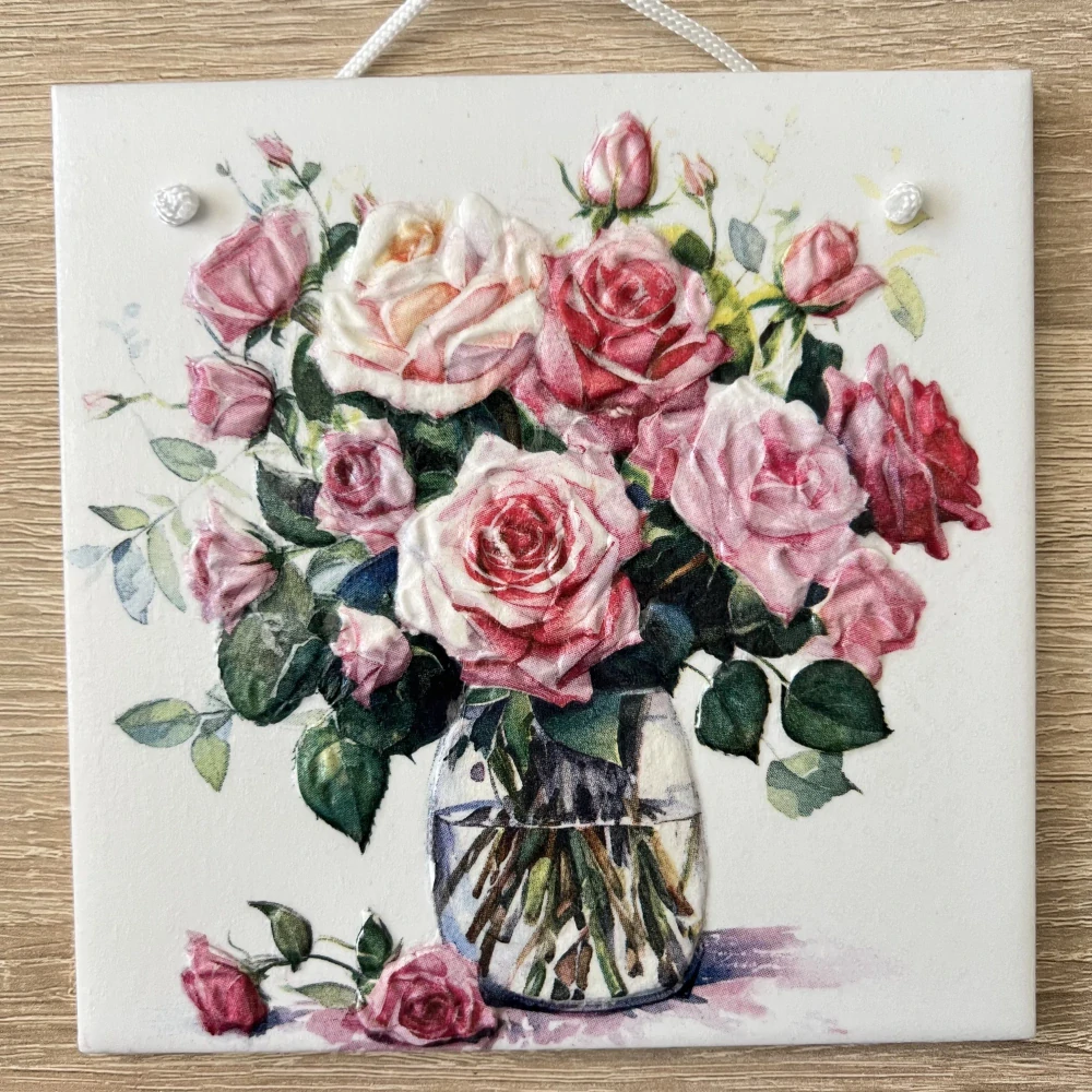 🌻✨ Dlaždice zdobená technikou Decoupage 3D ✨🌻
