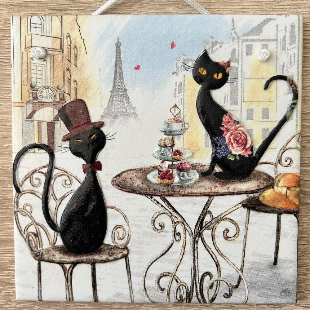 💜✨ Dlaždice zdobená technikou Decoupage 3D ✨💜