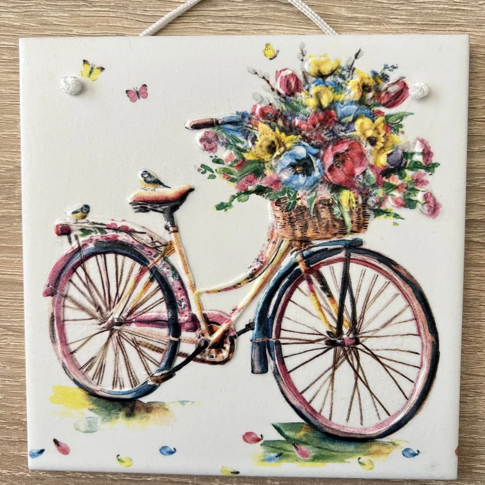 💜✨ Dlaždice zdobená technikou Decoupage 3D ✨💜