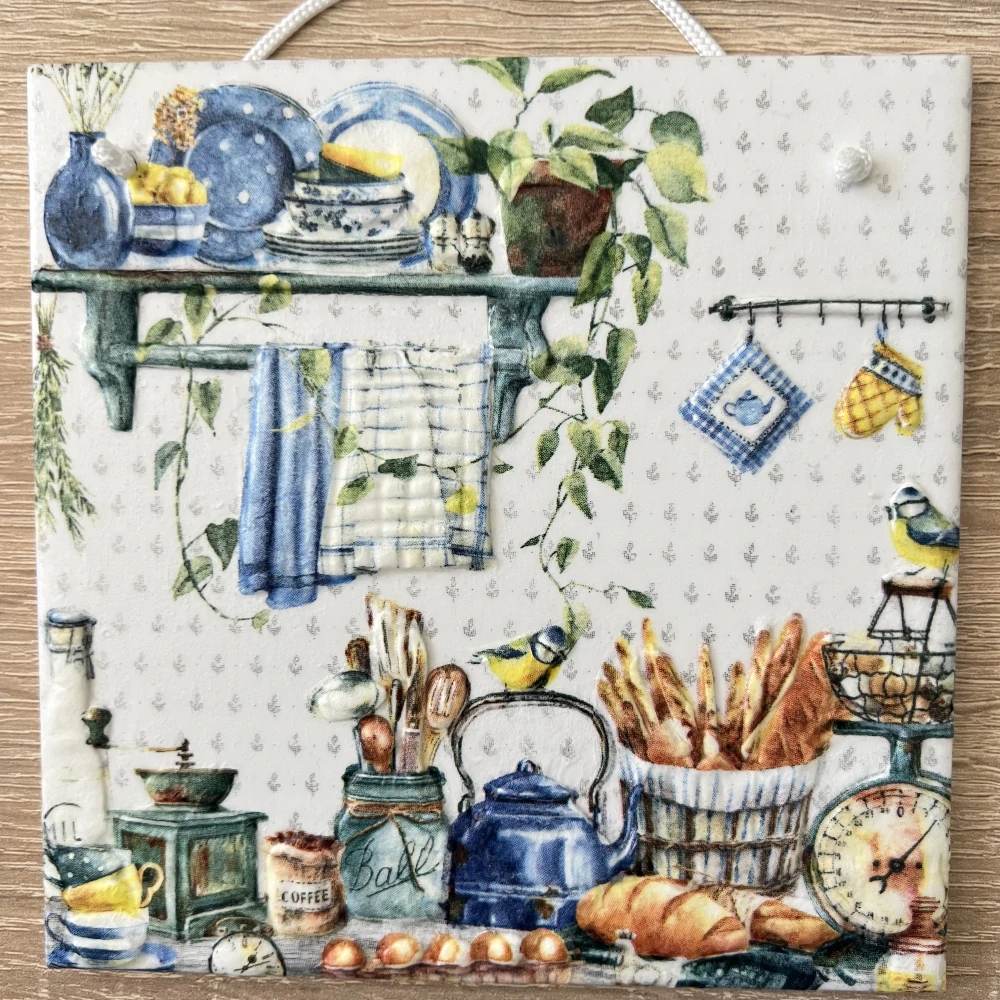 💜✨ Dlaždice zdobená technikou Decoupage 3D ✨💜