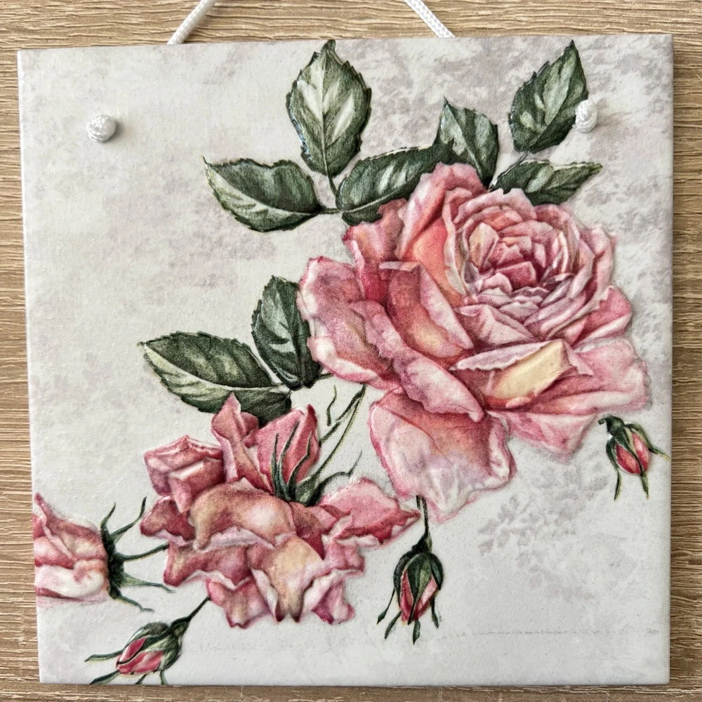 💜✨ Dlaždice zdobená technikou Decoupage 3D ✨💜