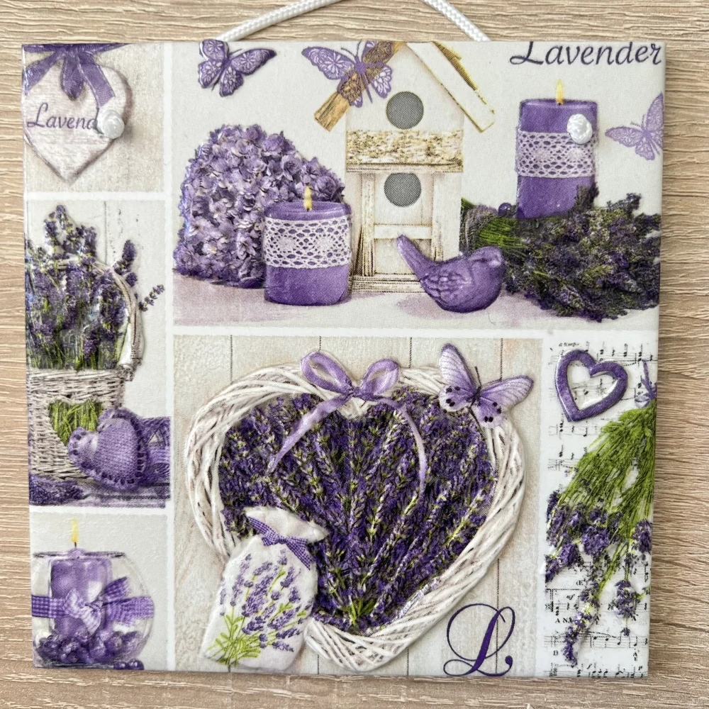 💜✨ Dlaždice zdobená technikou Decoupage 3D ✨💜