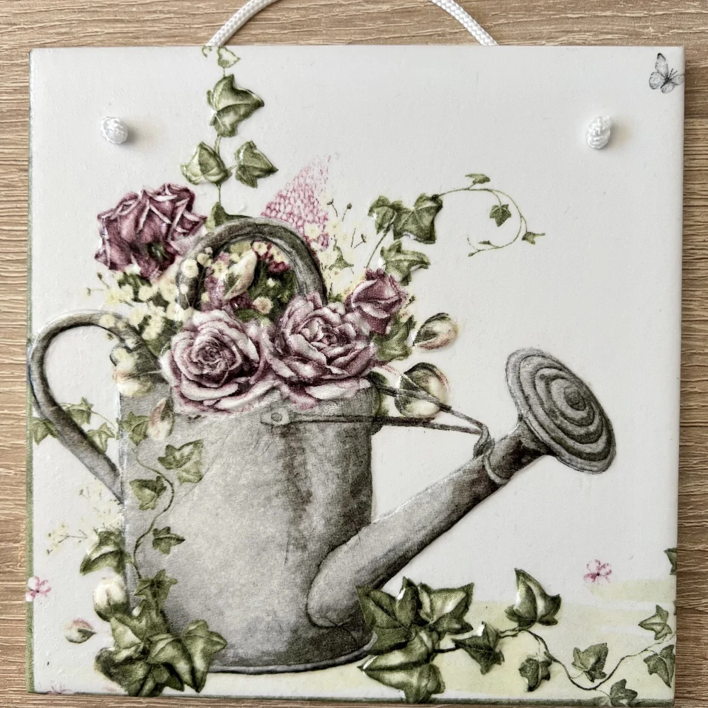💜✨ Dlaždice zdobená technikou Decoupage 3D ✨💜