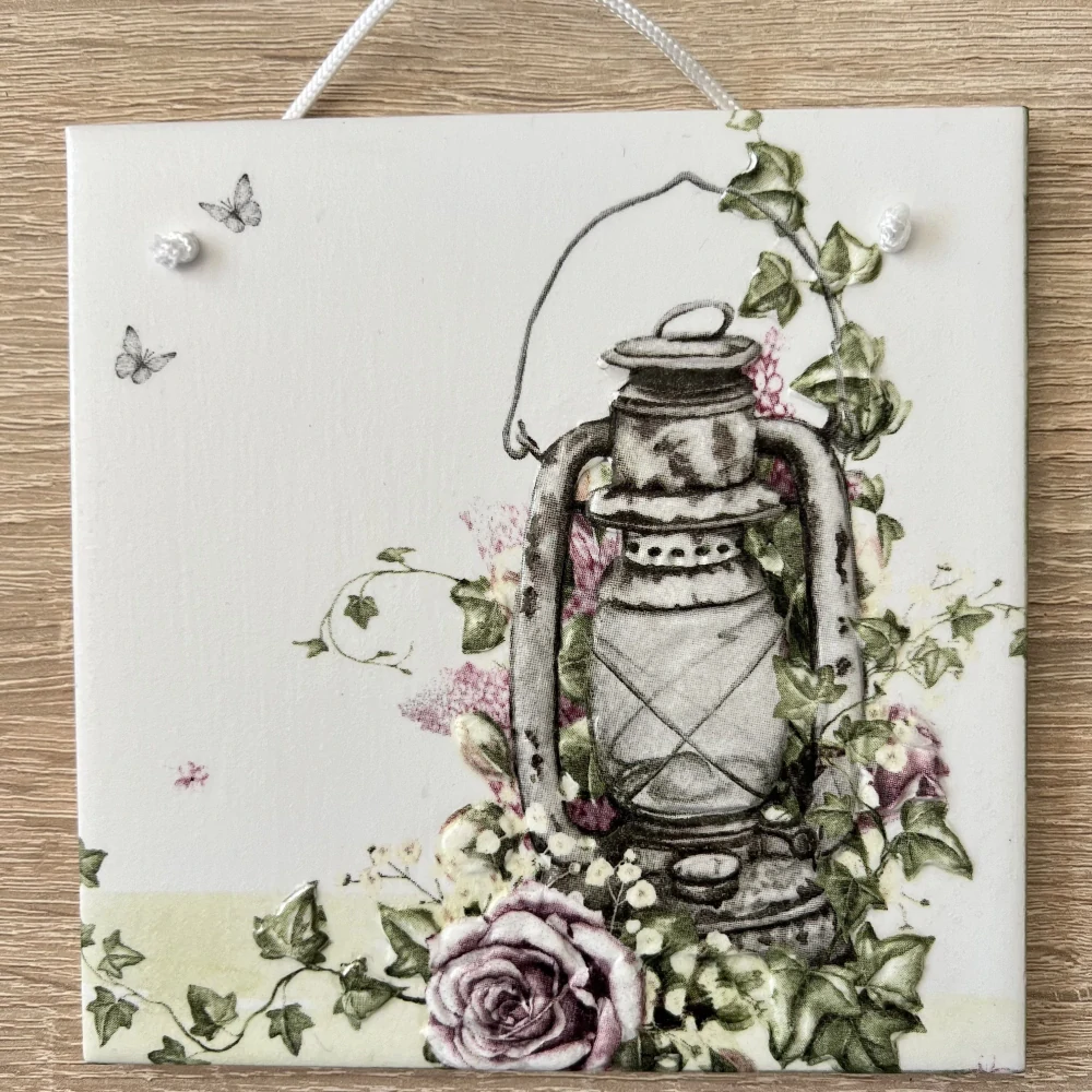 💜✨ Dlaždice zdobená technikou Decoupage 3D ✨💜