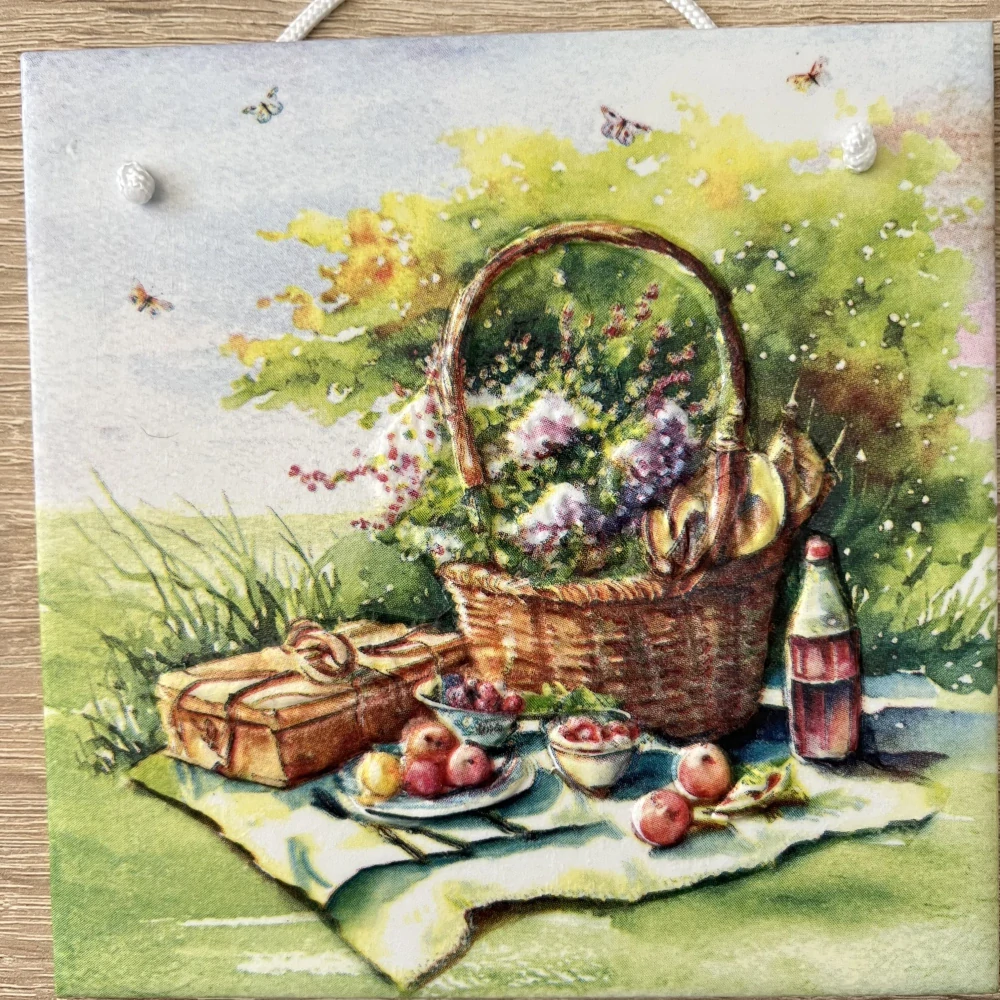 💜✨ Dlaždice zdobená technikou Decoupage 3D ✨💜