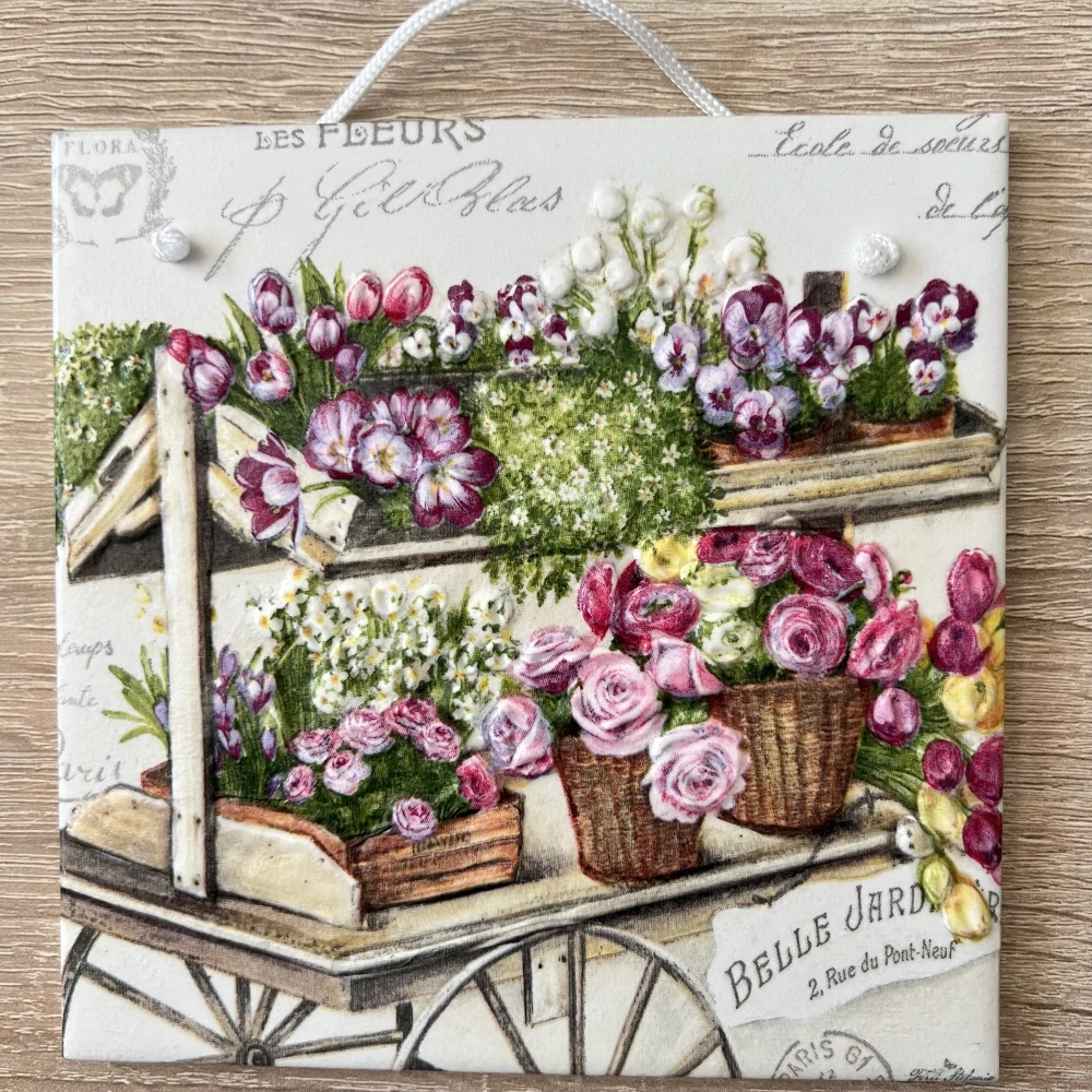 💜✨ Dlaždice zdobená technikou Decoupage 3D ✨💜
