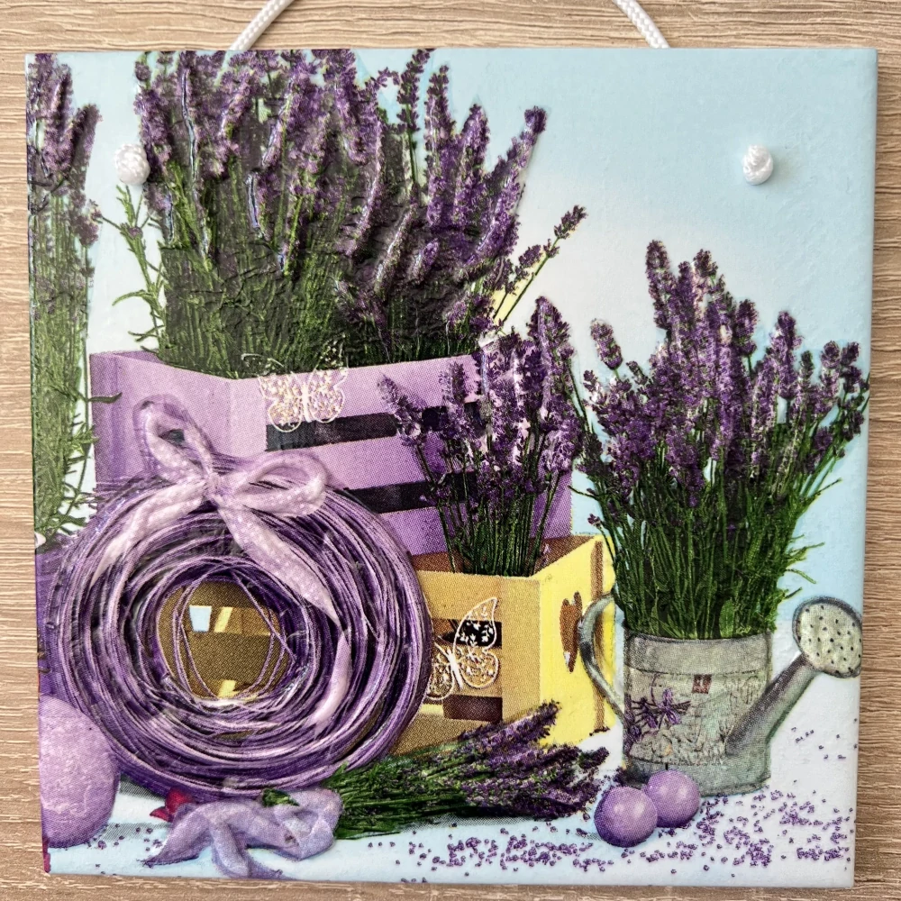 ✨ Dlaždice zdobená technikou Decoupage 3D ✨💜