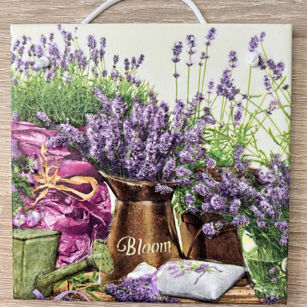 ✨ Dlaždice zdobená technikou Decoupage 3D ✨💜