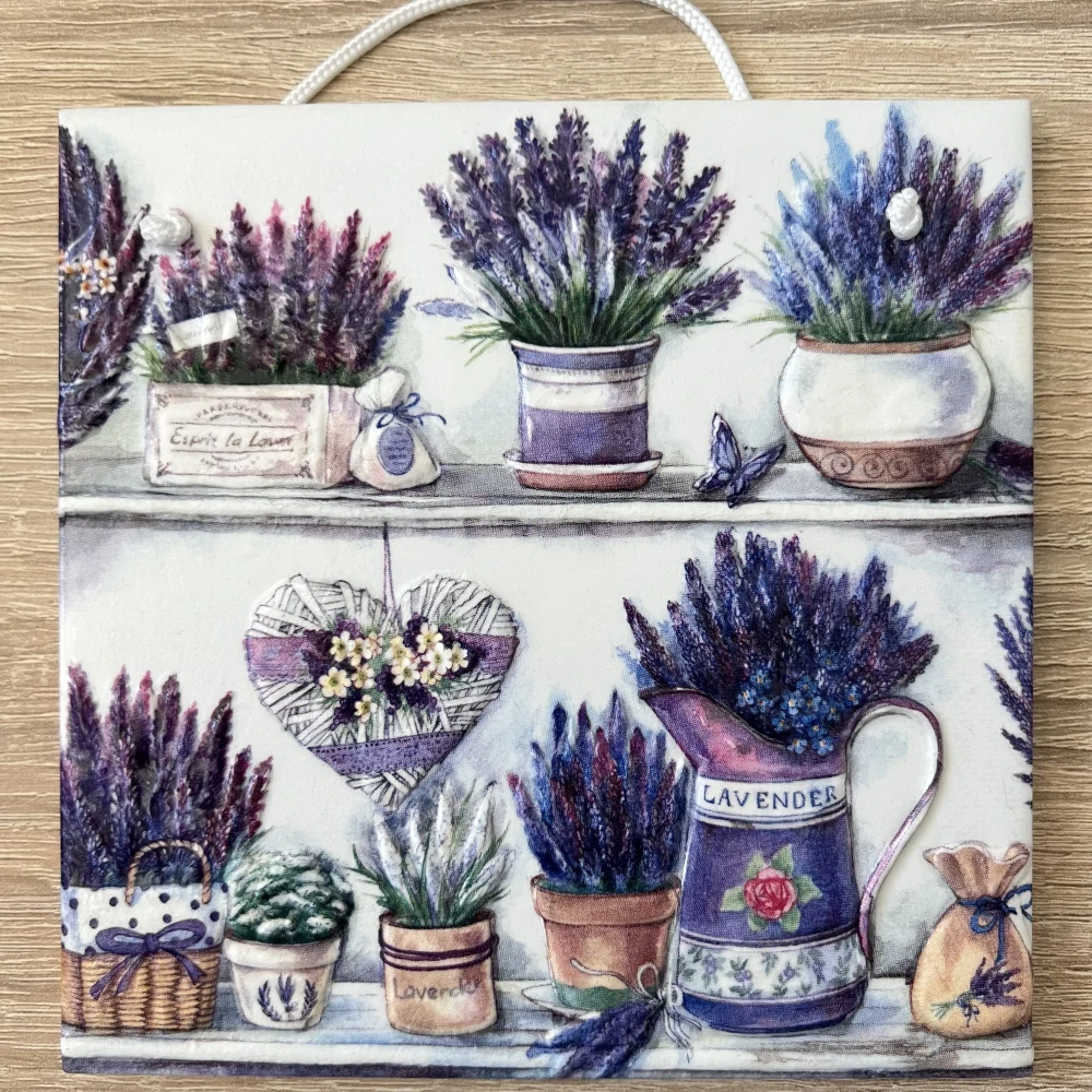 💜✨ Dlaždice zdobená technikou Decoupage 3D ✨💜