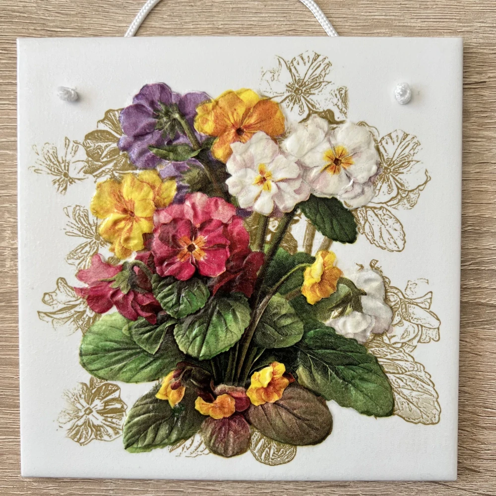 💜✨ Dlaždice zdobená technikou Decoupage 3D ✨💜