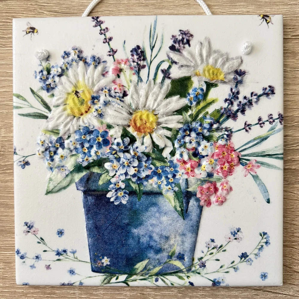 💜✨ Dlaždice zdobená technikou Decoupage 3D ✨💜