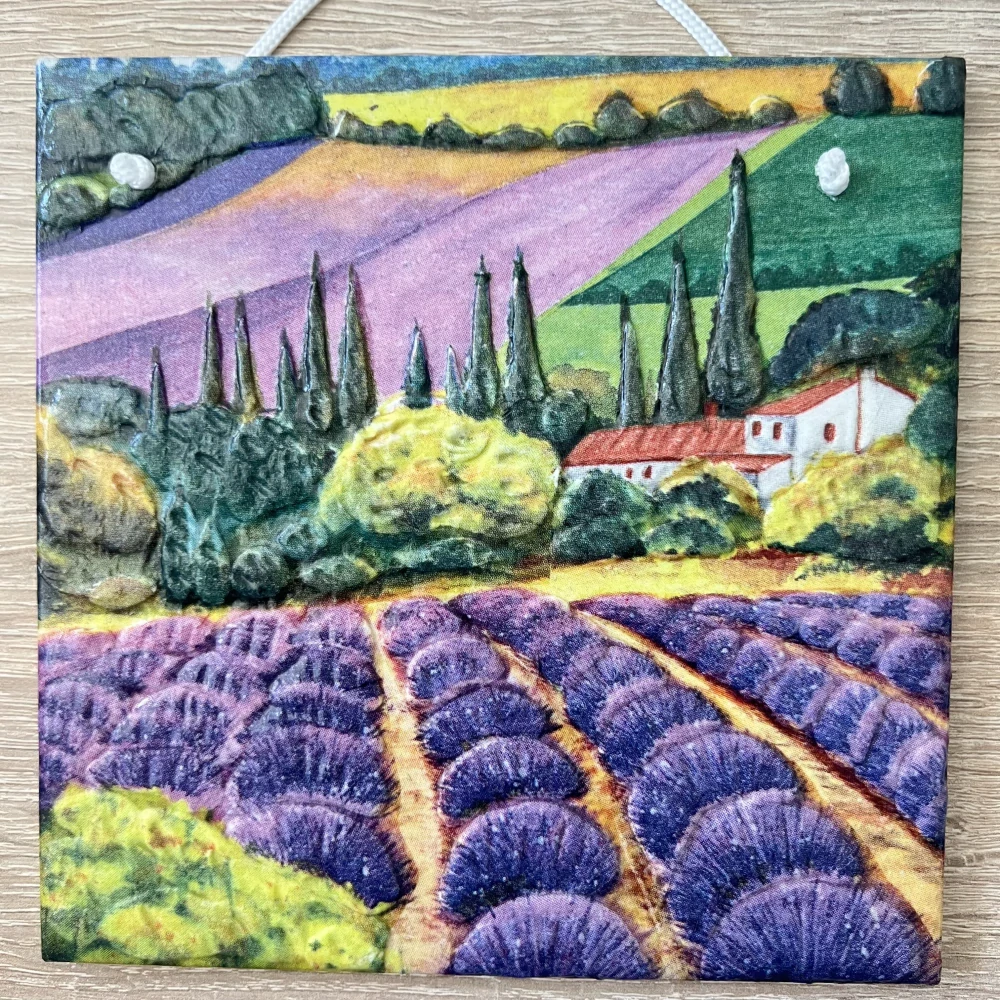 💜✨ Dlaždice zdobená technikou Decoupage 3D ✨💜