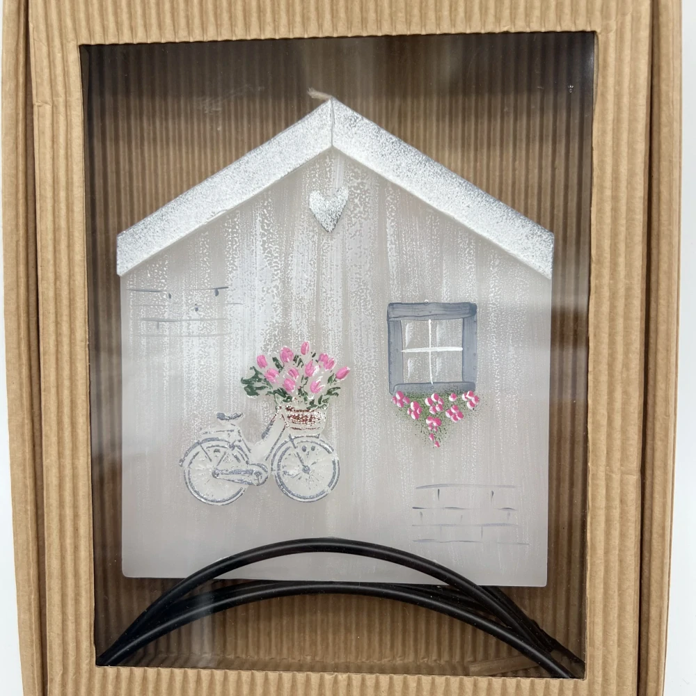 🏡🕯️ Ručně vyráběná dekorativní svíčka – Domeček s květinami 🕯️🏡