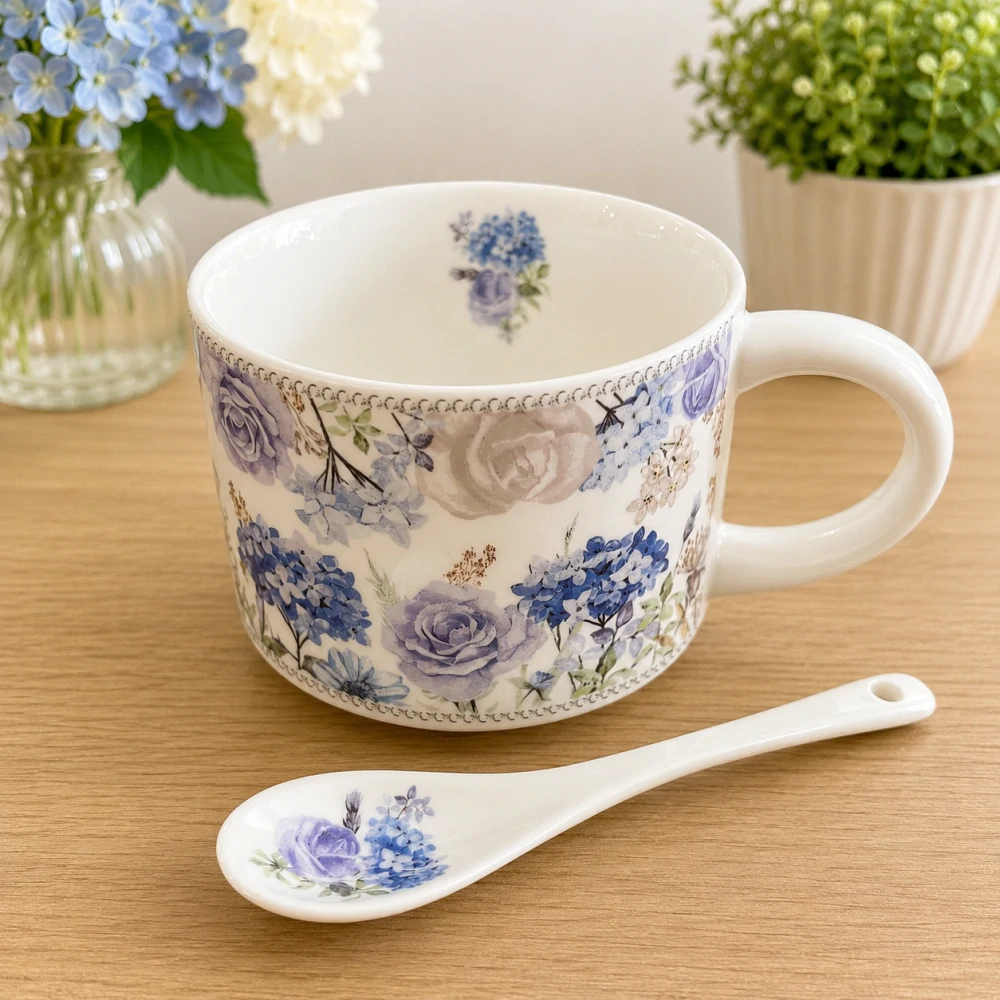 💙 Elegantní porcelánový hrnek se lžičkou v dárkové krabičce ❤️