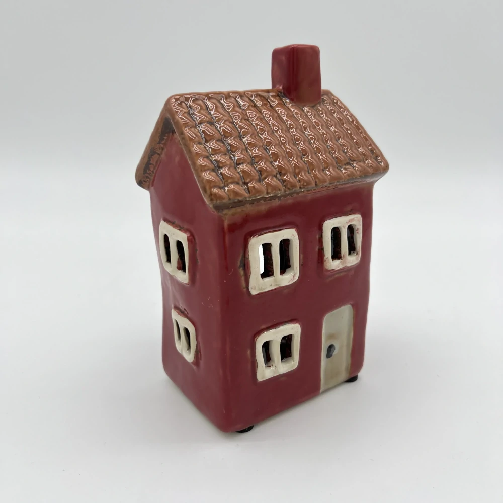 🏡 Keramický domeček na svíčku – červený 🏡