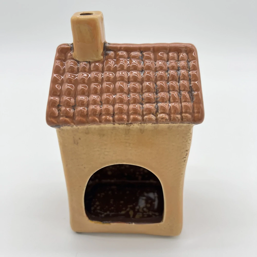 🏡 Keramický domeček na svíčku – hořčicový 🏡