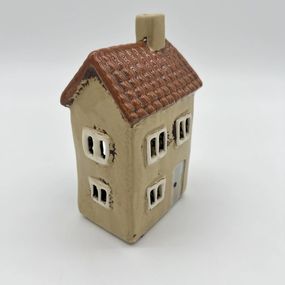 🏡 Keramický domeček na svíčku – krémový 🏡